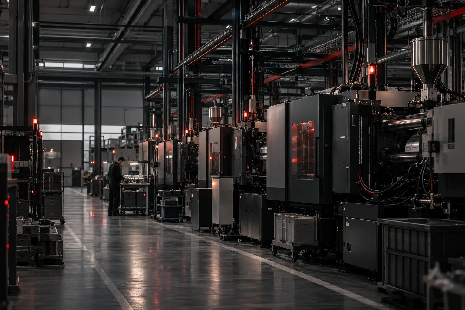 Illustrative inspection view of a production floor with the review area marked